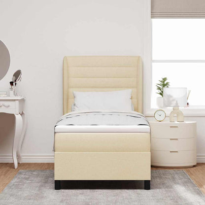 Letto a molle con materasso Crema 90 x 190 cm Tessuto | homemem39