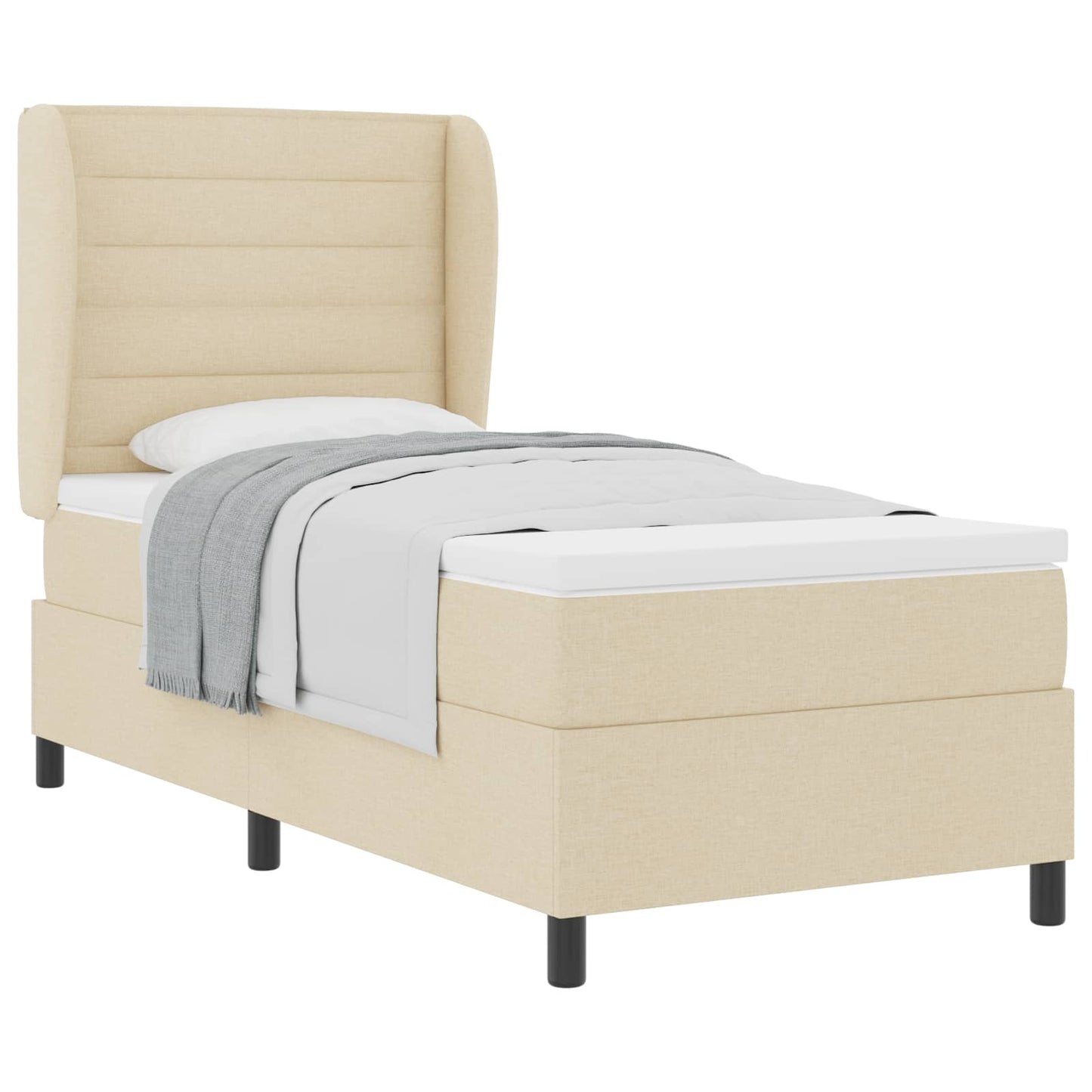 Letto a molle con materasso Crema 90 x 190 cm Tessuto | homemem39