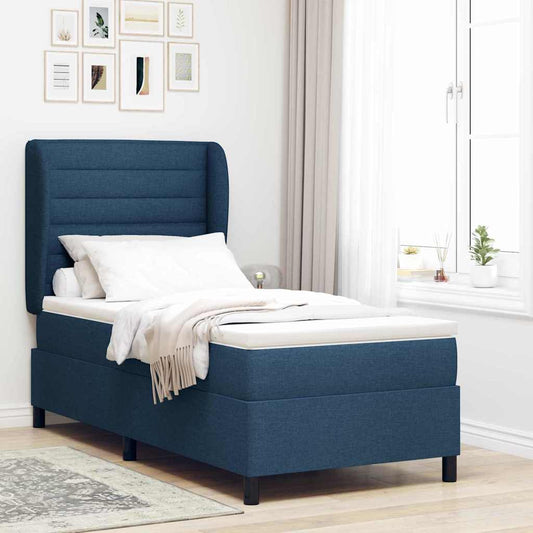 Letto a molle con materasso Blu 90 x 190 cm Tessuto | homemem39