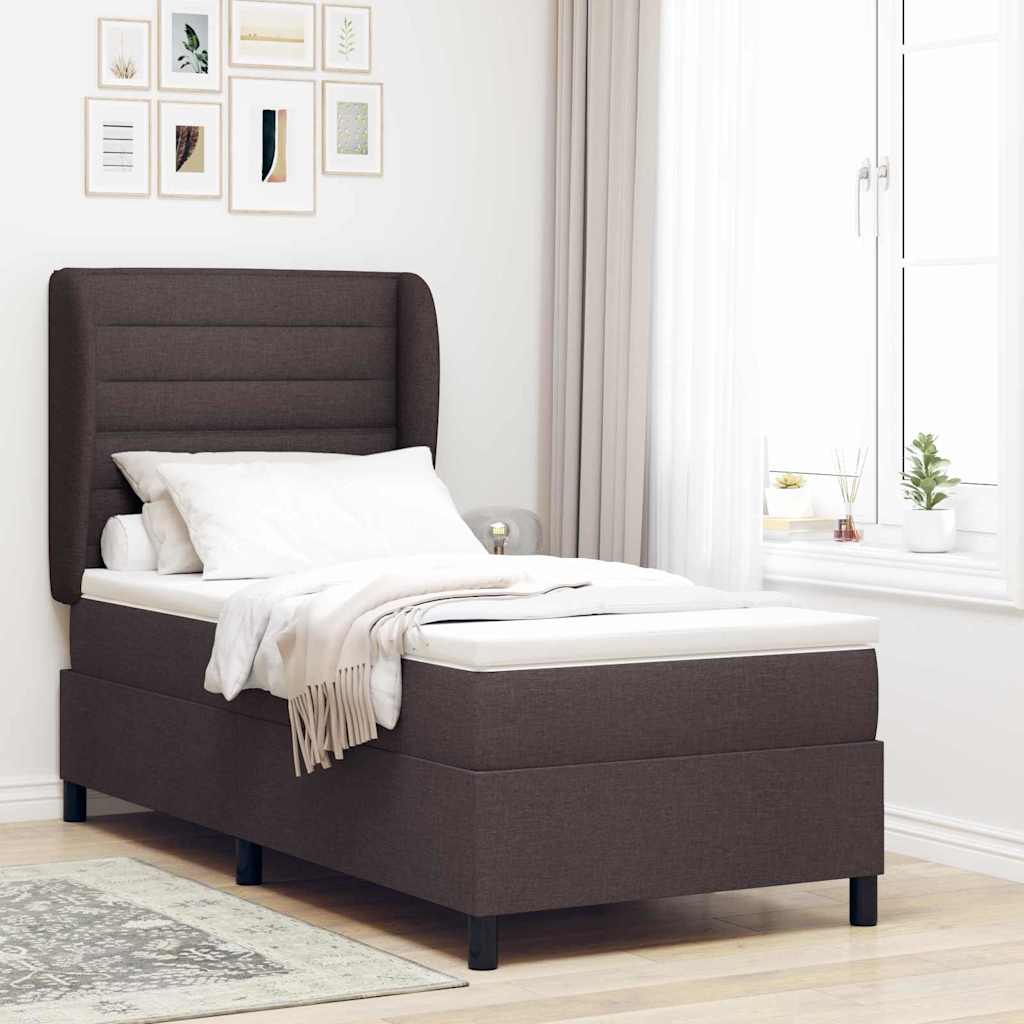 Letto a molle con materasso Marrone scuro 90 x 200 cm Tessuto | homemem39