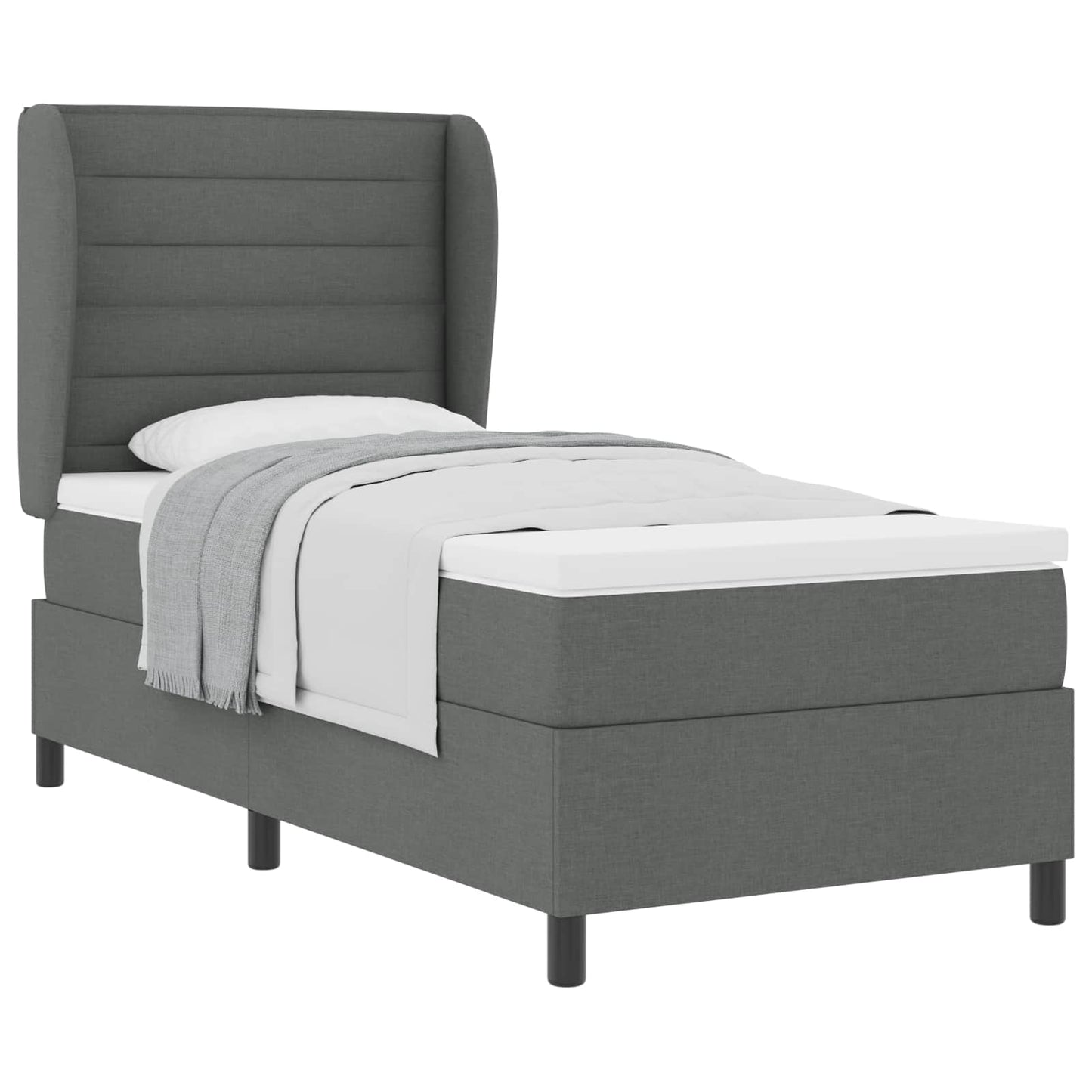 Letto a molle con materasso Grigio scuro 100 x 200 cm Tessuto | homemem39