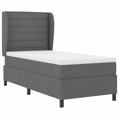 Letto a molle con materasso Grigio scuro 100 x 200 cm Tessuto | homemem39