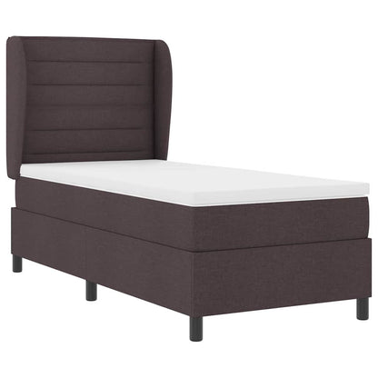 Letto a molle con materasso Marrone scuro 100 x 200 cm Tessuto | homemem39
