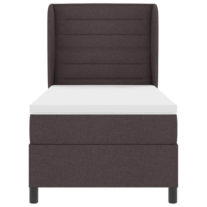 Letto a molle con materasso Marrone scuro 100 x 200 cm Tessuto | homemem39