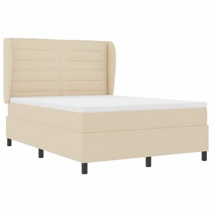 Letto a molle con materasso Crema 140 x 190 cm Tessuto | homemem39