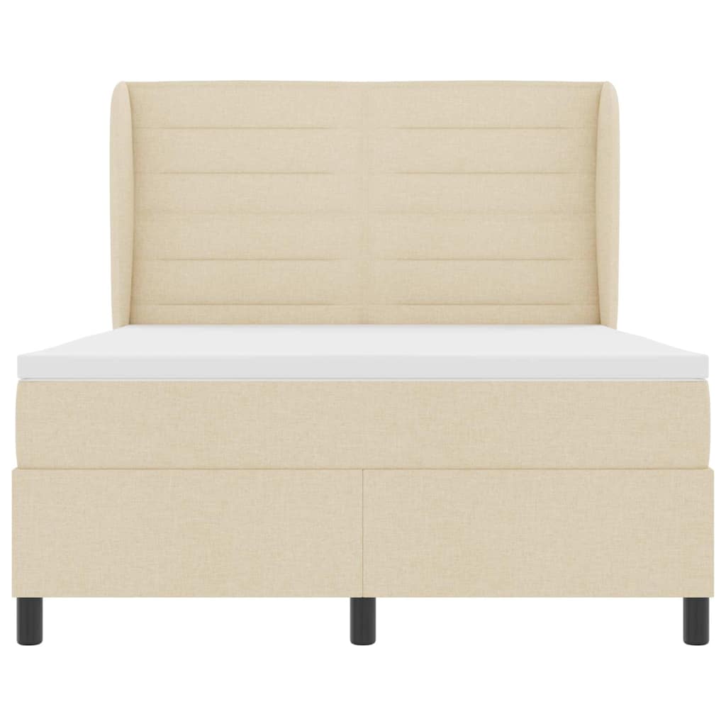 Letto a molle con materasso Crema 140 x 190 cm Tessuto | homemem39