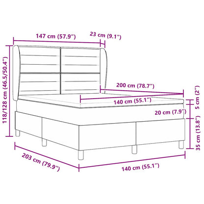 Letto a molle con materasso Grigio scuro 140 x 200 cm Tessuto