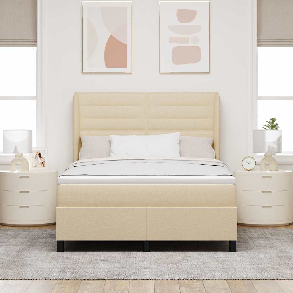 Letto a molle con materasso Crema 140 x 200 cm Tessuto | homemem39
