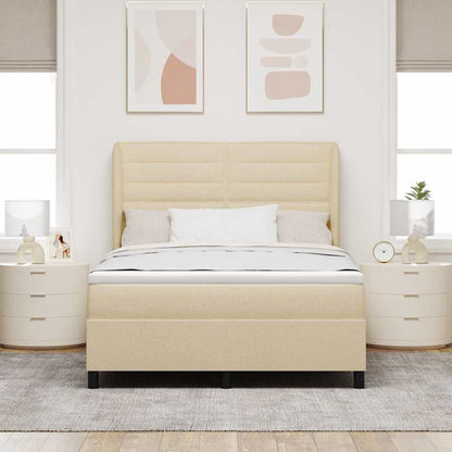 Letto a molle con materasso Crema 140 x 200 cm Tessuto | homemem39