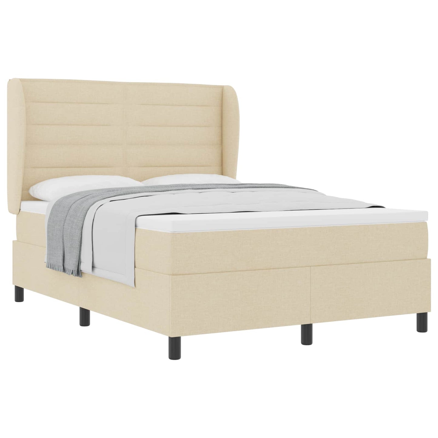 Letto a molle con materasso Crema 140 x 200 cm Tessuto | homemem39