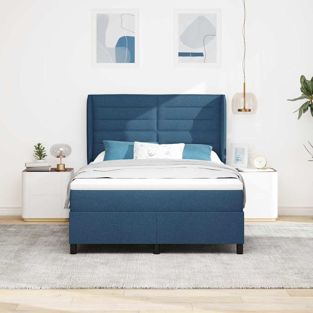 Letto a molle con materasso Blu 140 x 200 cm Tessuto | homemem39