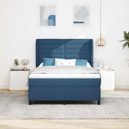 Letto a molle con materasso Blu 140 x 200 cm Tessuto