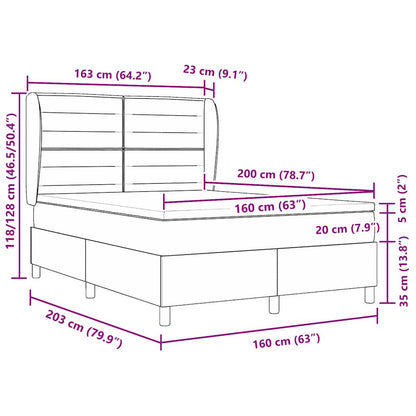 Letto a molle con materasso Grigio chiaro 160 x 200 cm Tessuto