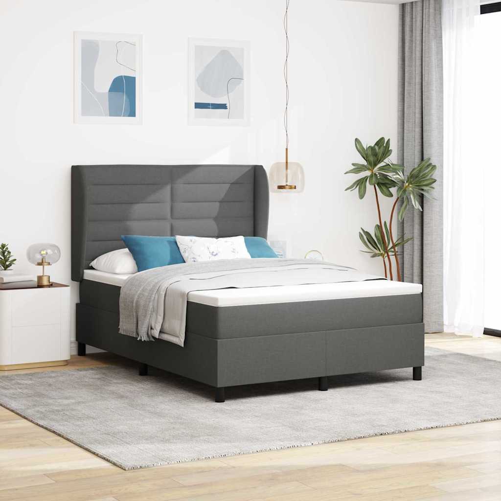 Letto a molle con materasso Grigio scuro 160 x 200 cm Tessuto