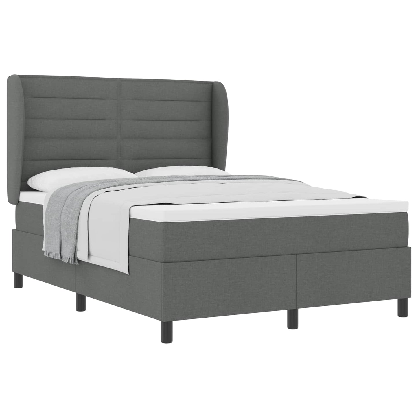 Letto a molle con materasso Grigio scuro 160 x 200 cm Tessuto