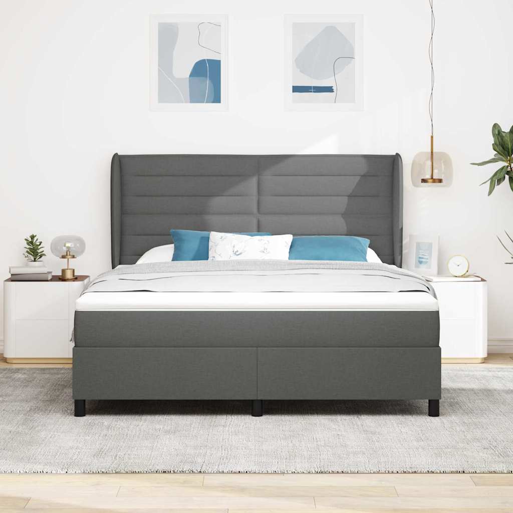 Letto a molle con materasso Grigio scuro 180 x 200 cm Tessuto