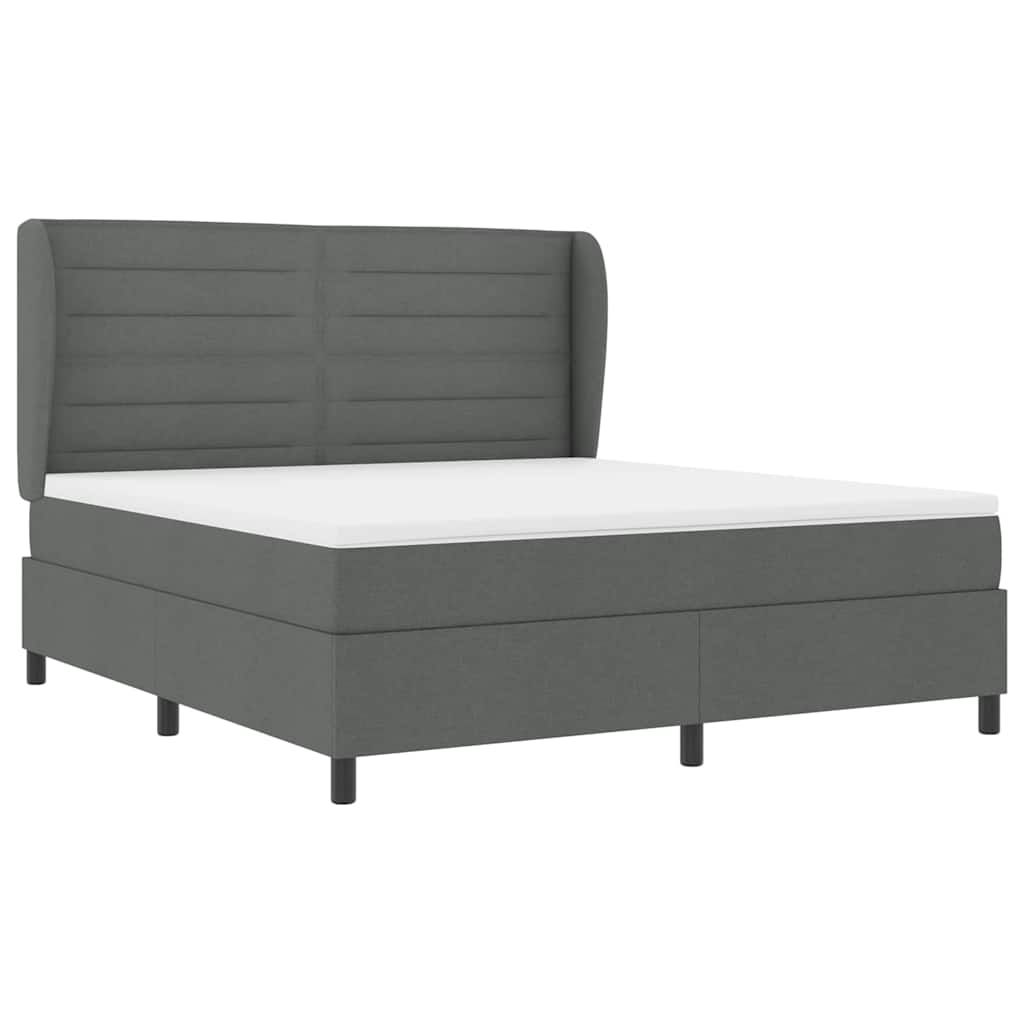 Letto a molle con materasso Grigio scuro 180 x 200 cm Tessuto