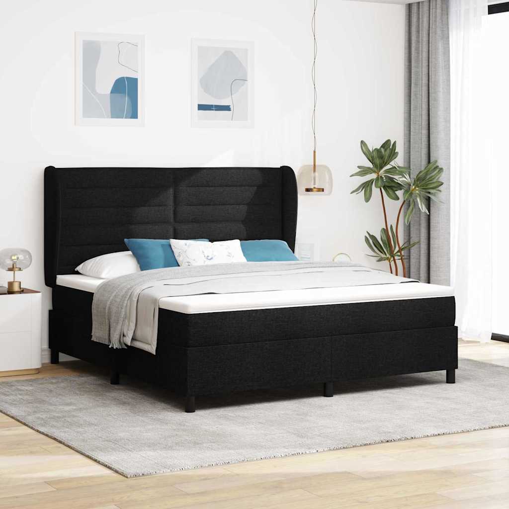 Letto a molle con materasso Nero 180 x 200 cm Tessuto | homemem39