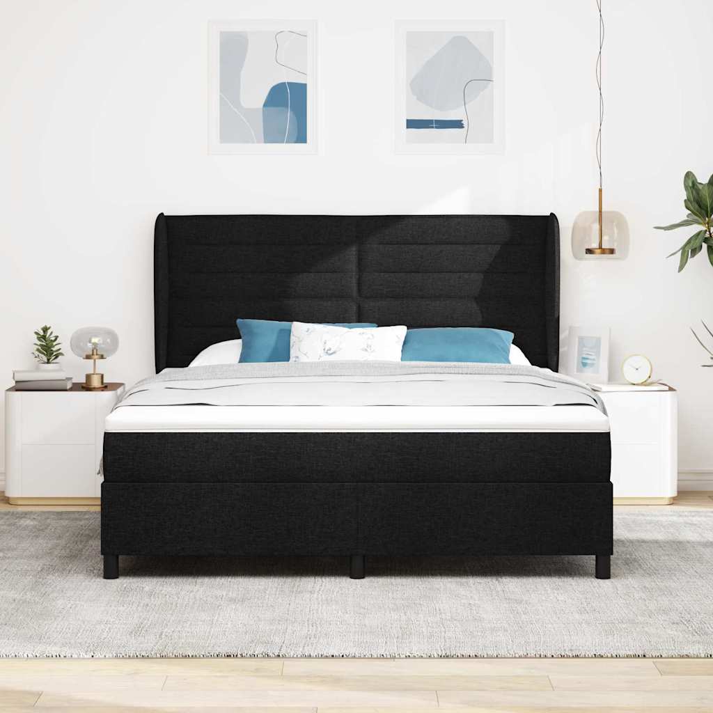 Letto a molle con materasso Nero 180 x 200 cm Tessuto | homemem39