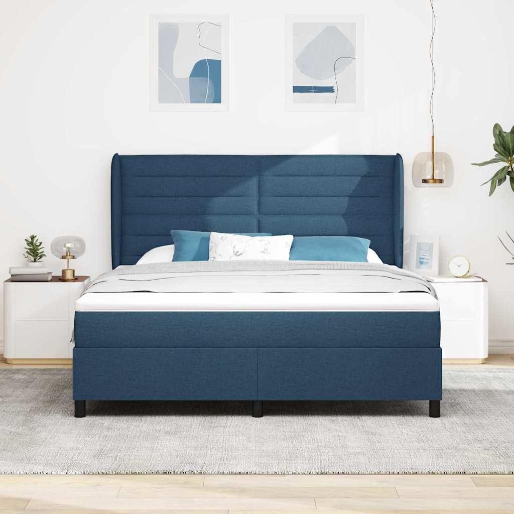 Letto a molle con materasso Blu 180 x 200 cm Tessuto