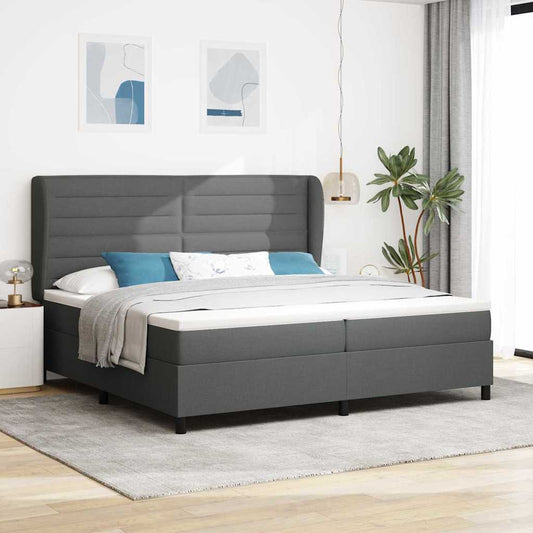 Letto a molle con materasso Grigio scuro 200 x 200 cm Tessuto