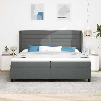 Letto a molle con materasso Grigio scuro 200 x 200 cm Tessuto