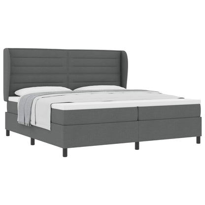 Letto a molle con materasso Grigio scuro 200 x 200 cm Tessuto