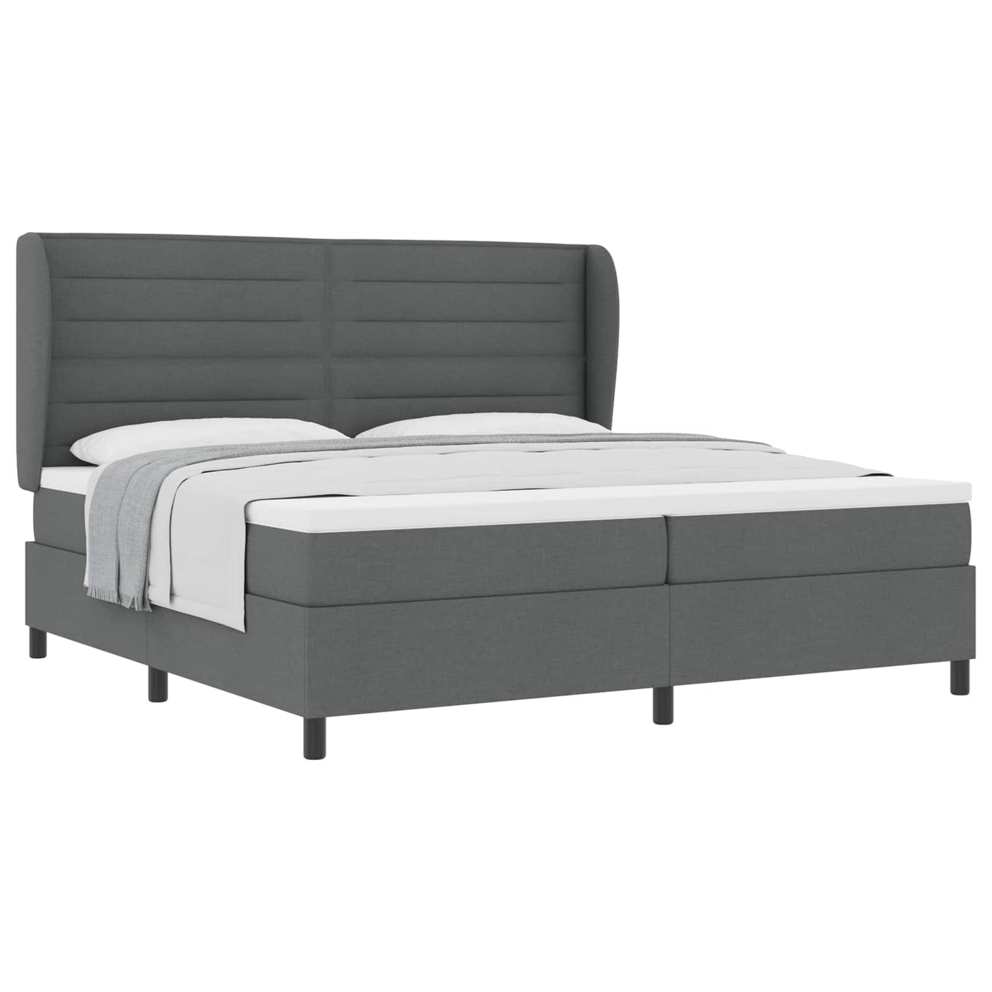 Letto a molle con materasso Grigio scuro 200 x 200 cm Tessuto