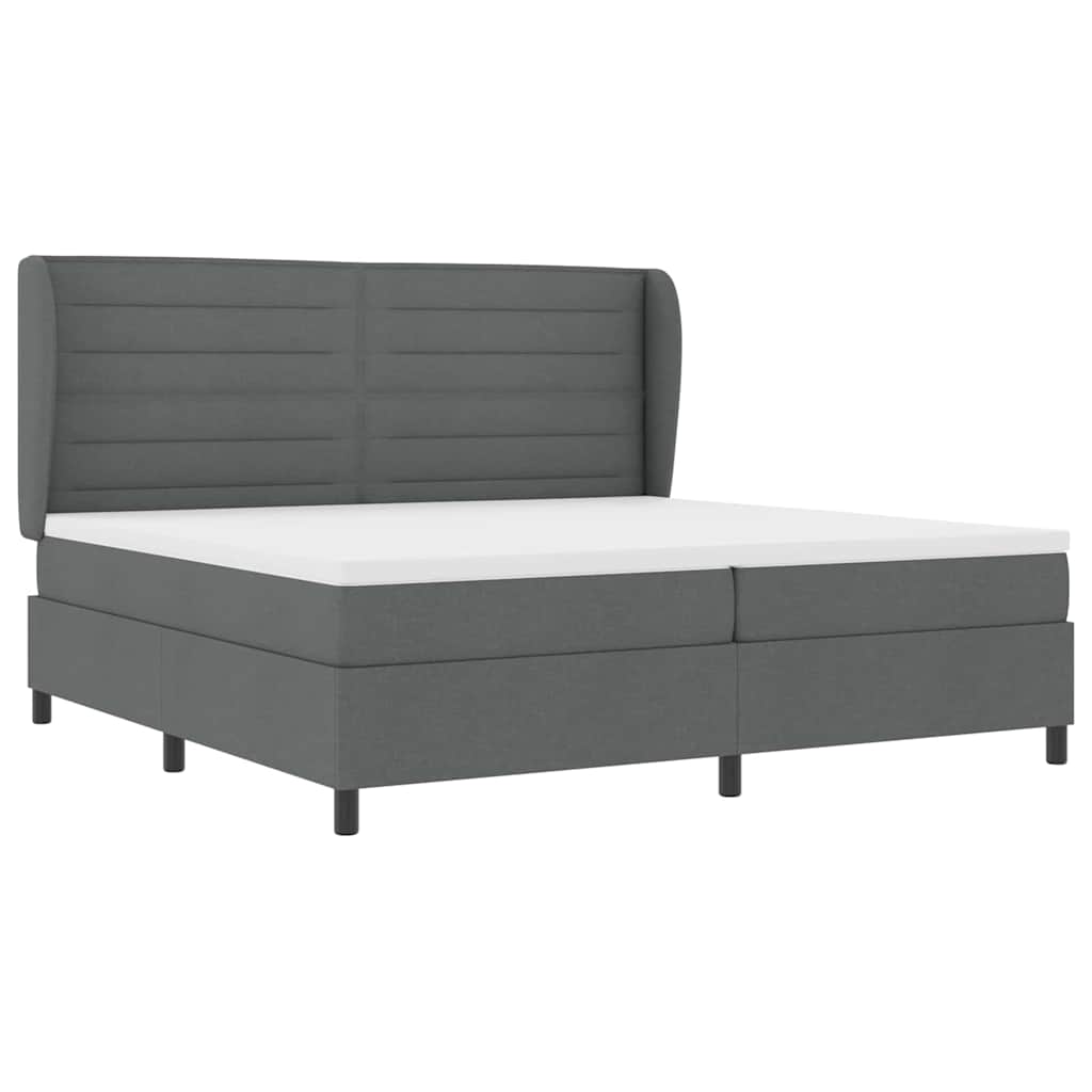 Letto a molle con materasso Grigio scuro 200 x 200 cm Tessuto