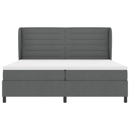 Letto a molle con materasso Grigio scuro 200 x 200 cm Tessuto