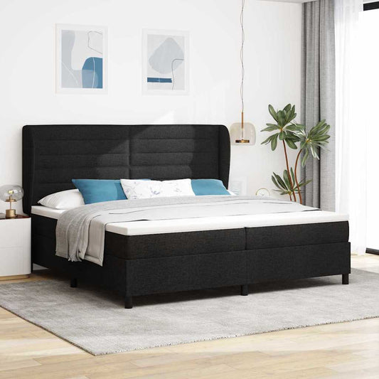 Letto a molle con materasso Nero 200 x 200 cm Tessuto