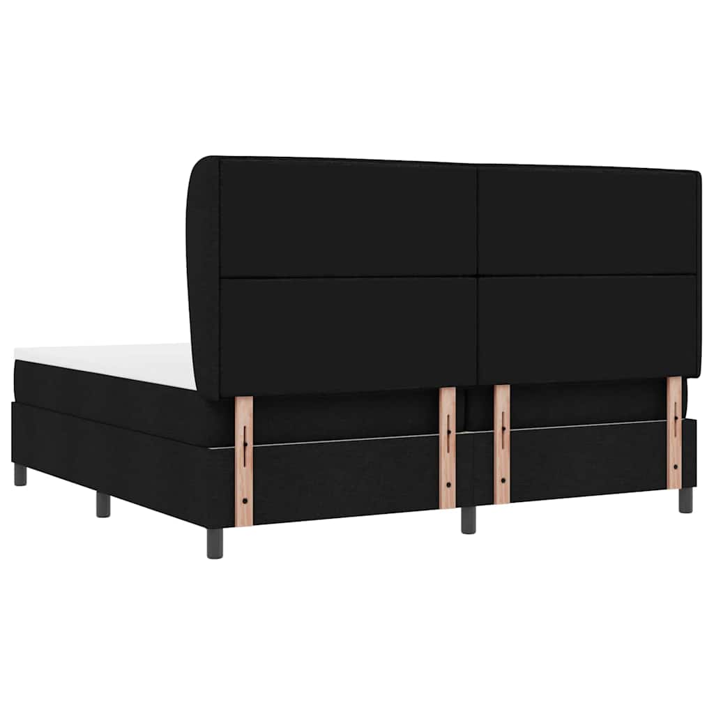 Letto a molle con materasso Nero 200 x 200 cm Tessuto