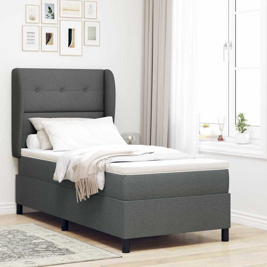 Letto a molle con testiera Grigio scuro 80 x 200 cm Tessuto | homemem39