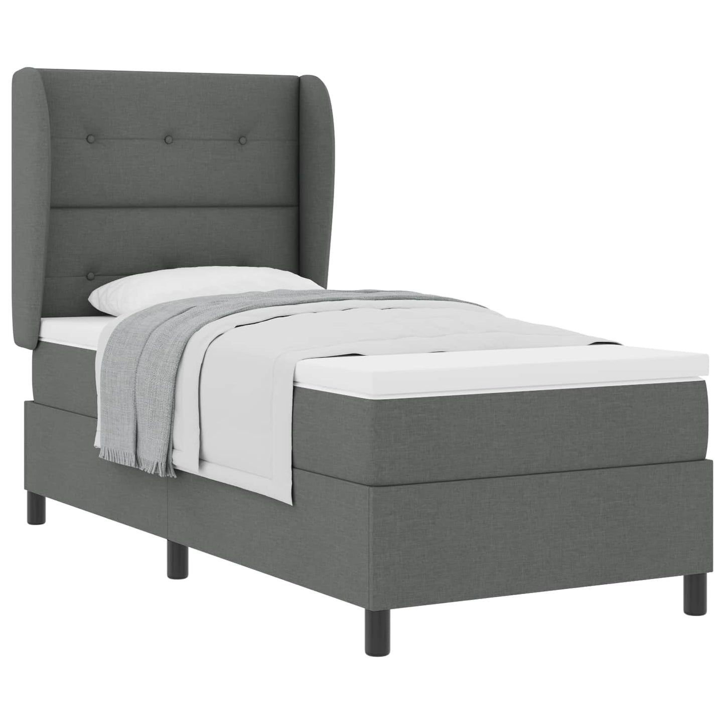 Letto a molle con testiera Grigio scuro 80 x 200 cm Tessuto | homemem39