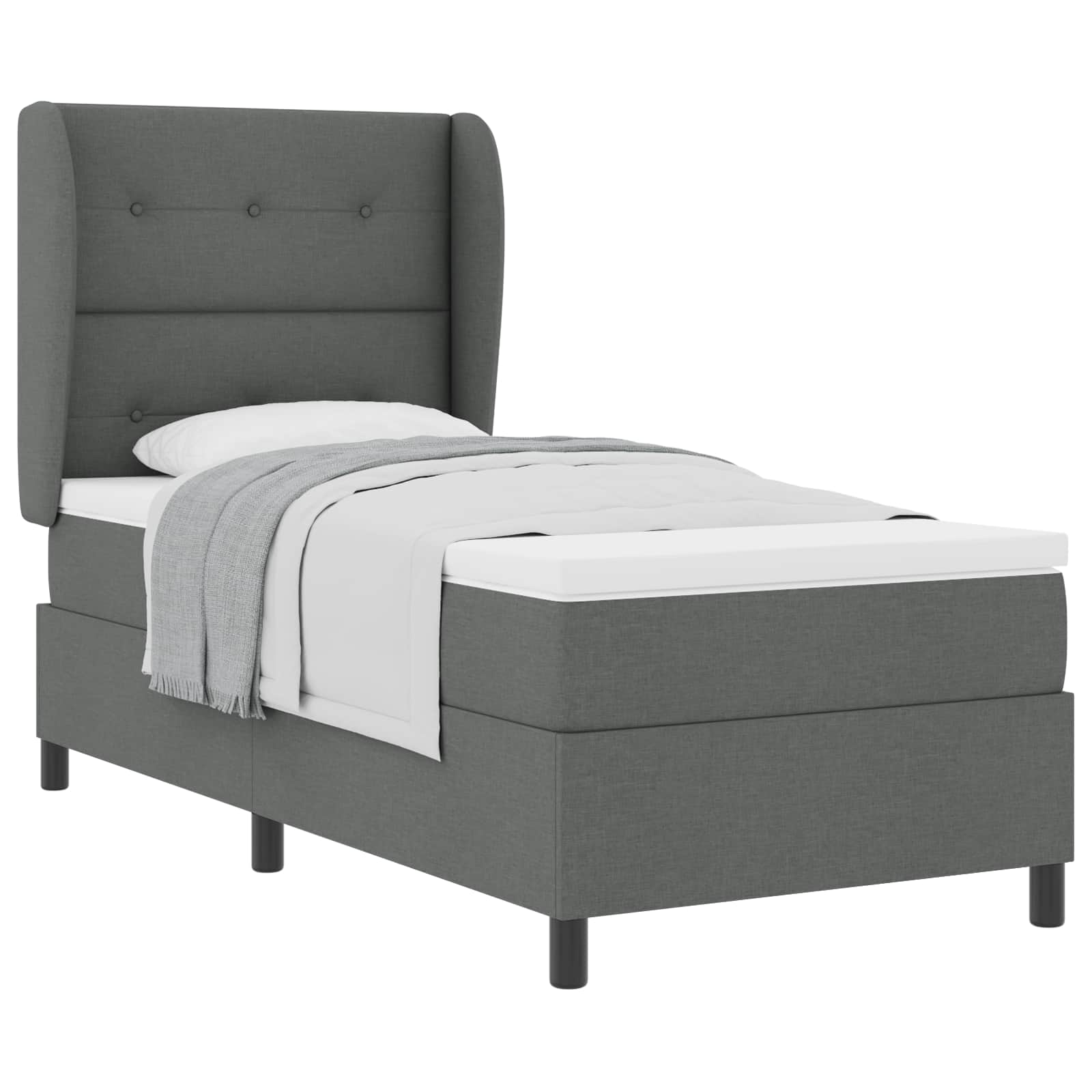 Letto a molle con testiera Grigio scuro 80 x 200 cm Tessuto | homemem39