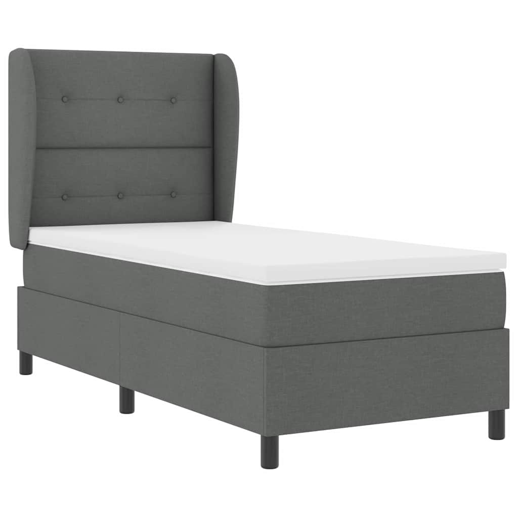 Letto a molle con testiera Grigio scuro 80 x 200 cm Tessuto | homemem39