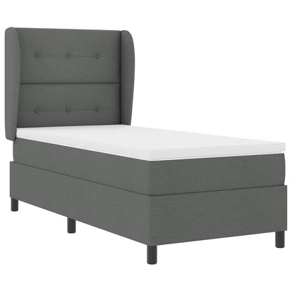 Letto a molle con testiera Grigio scuro 80 x 200 cm Tessuto | homemem39