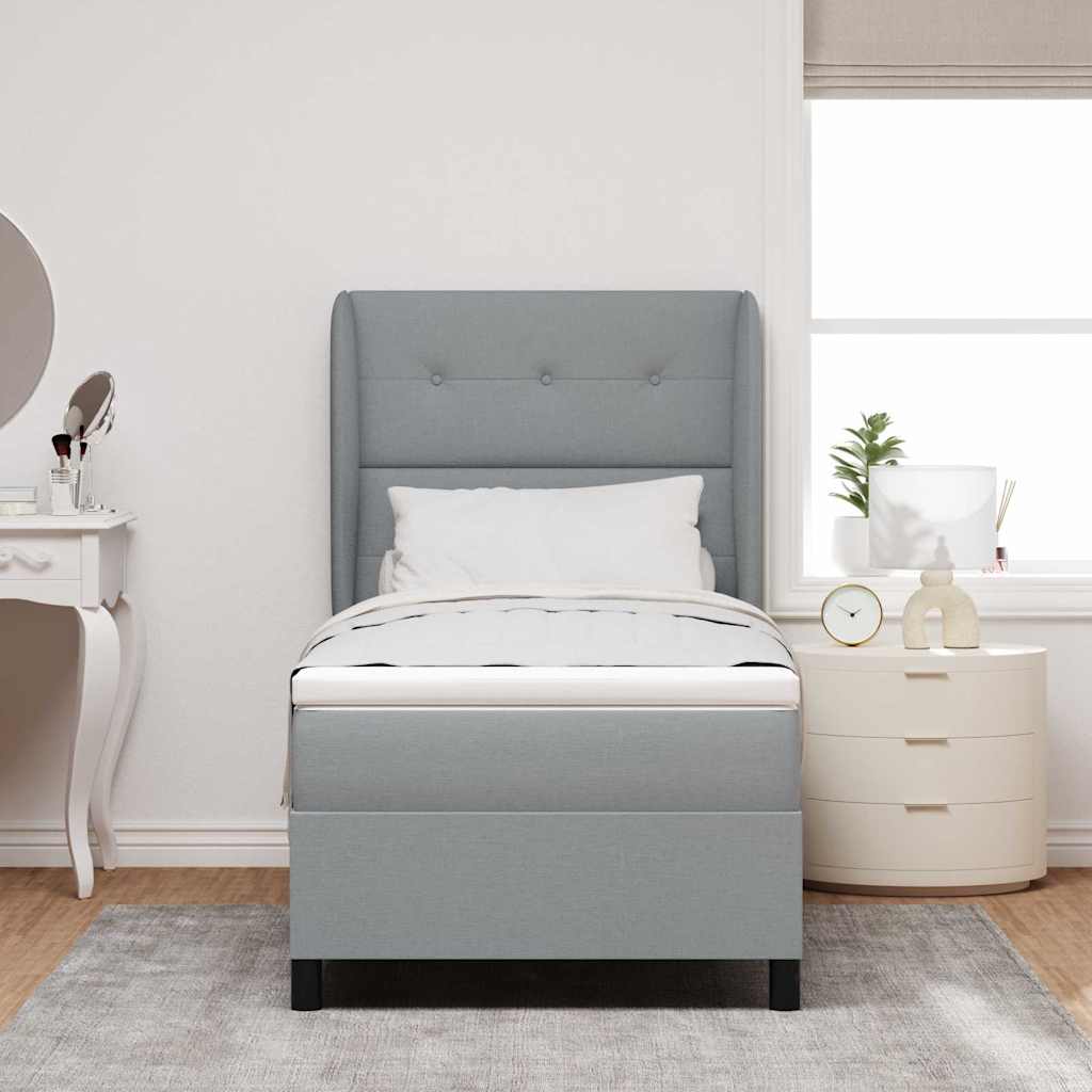 Letto a molle con testiera Grigio chiaro 90 x 190 cm Tessuto | homemem39