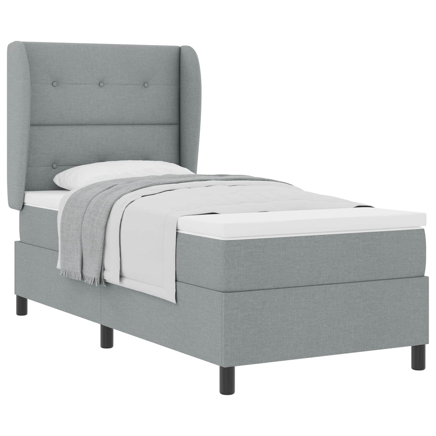 Letto a molle con testiera Grigio chiaro 90 x 190 cm Tessuto | homemem39