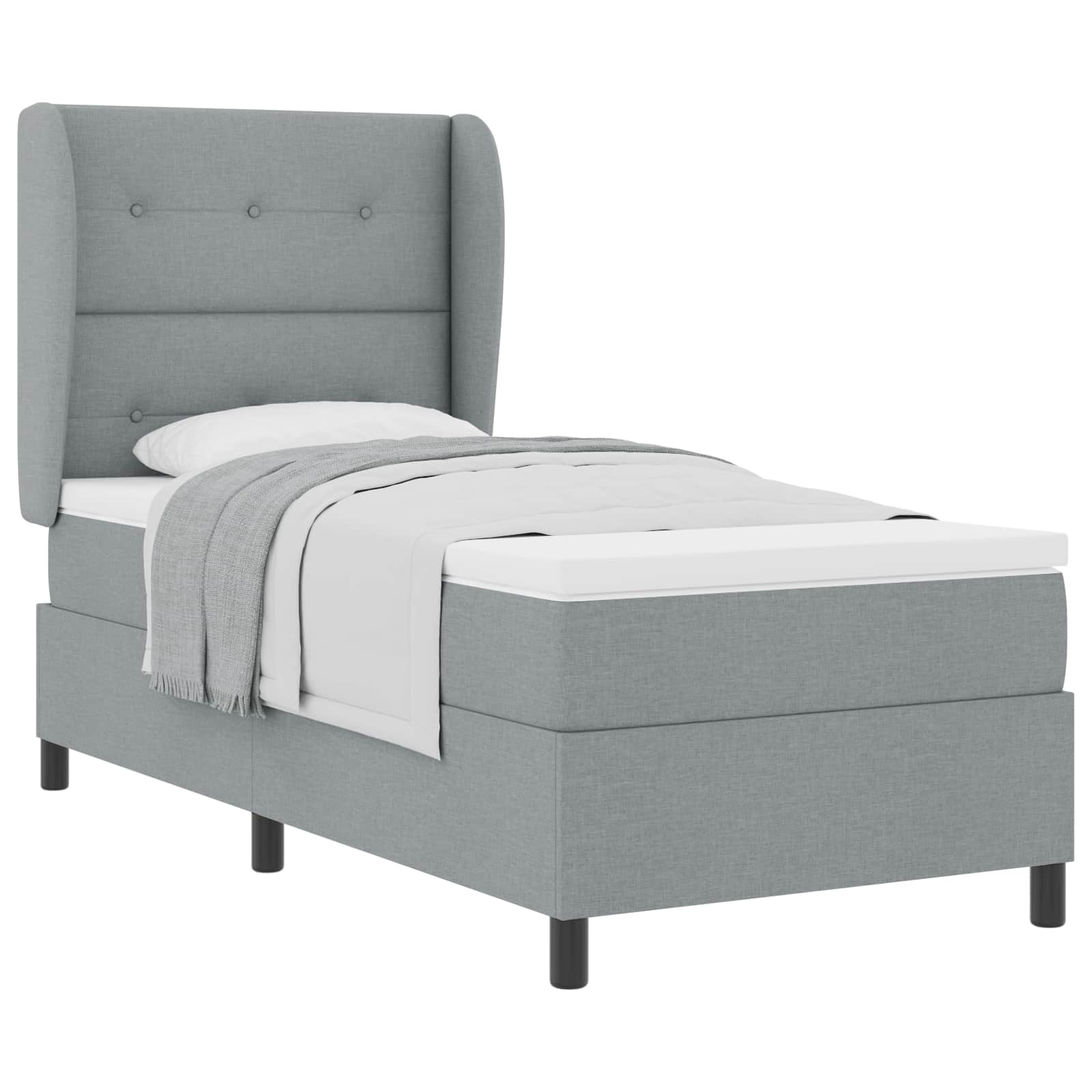 Letto a molle con testiera Grigio chiaro 90 x 190 cm Tessuto | homemem39