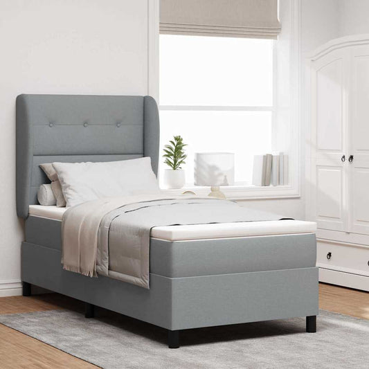 Letto a molle con testiera Grigio chiaro 90 x 200 cm Tessuto | homemem39