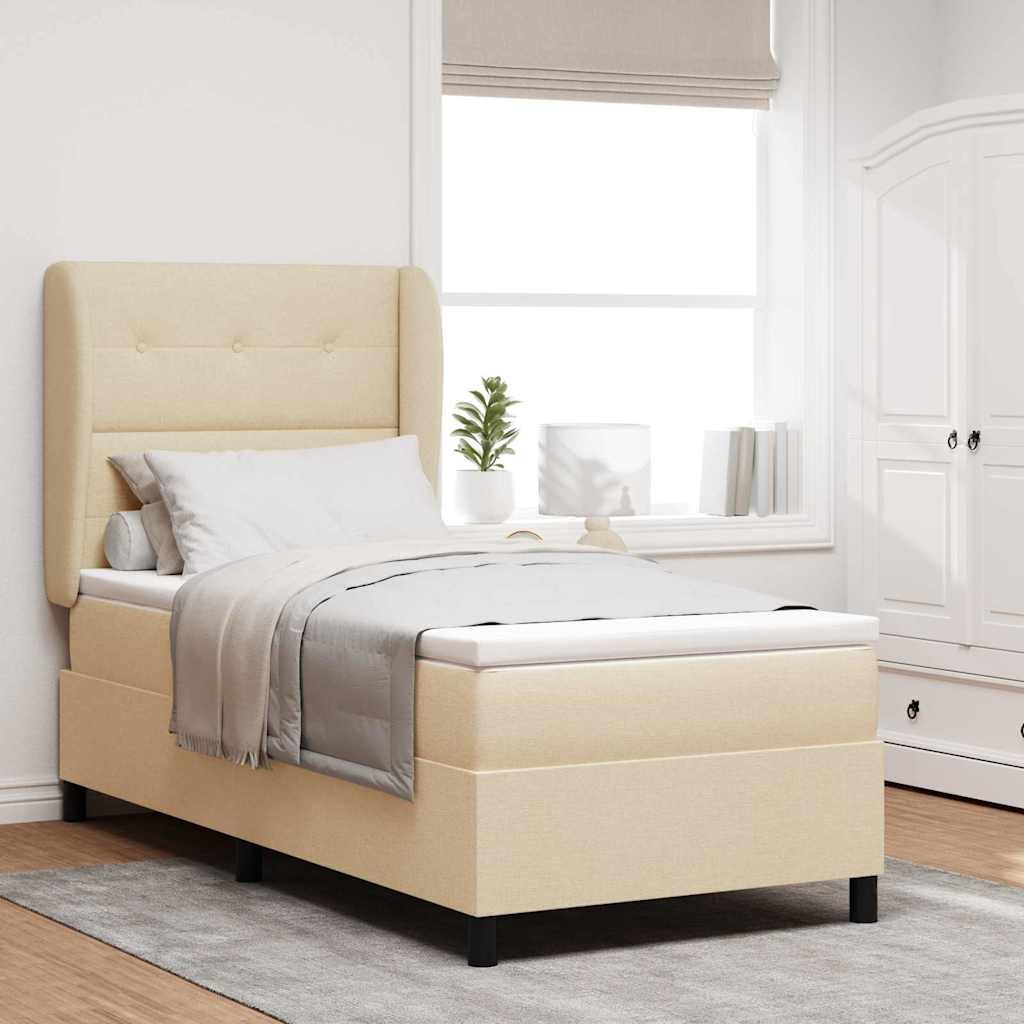 Letto a molle con testiera Crema 90 x 200 cm Tessuto | homemem39