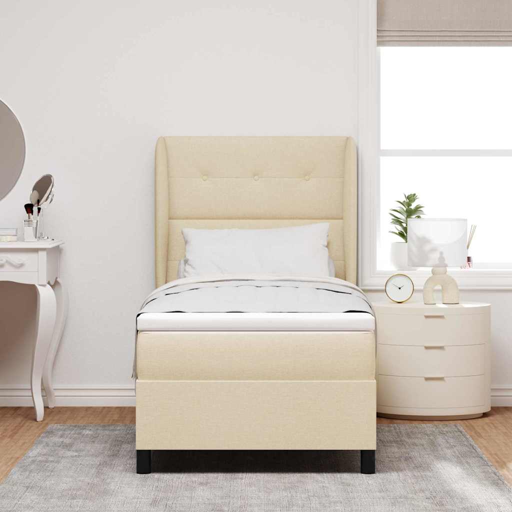 Letto a molle con testiera Crema 90 x 200 cm Tessuto | homemem39