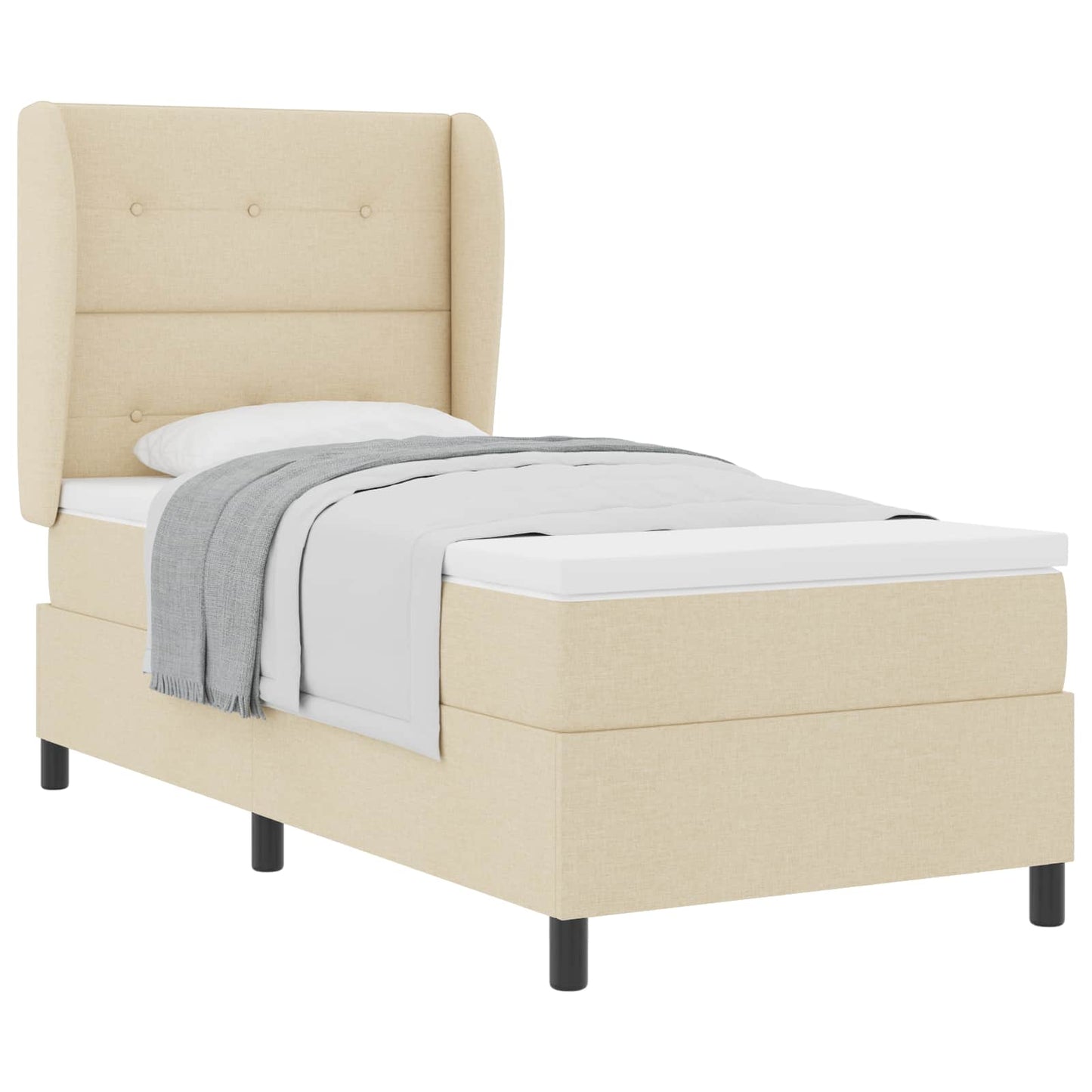 Letto a molle con testiera Crema 90 x 200 cm Tessuto | homemem39