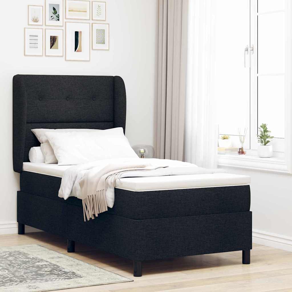 Letto a molle con testiera Nero 100 x 200 cm Tessuto | homemem39
