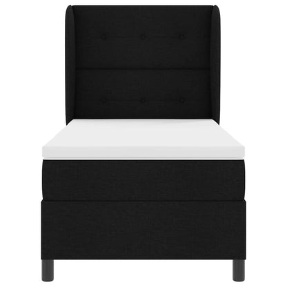 Letto a molle con materasso Nero 100 x 200 cm Tessuto