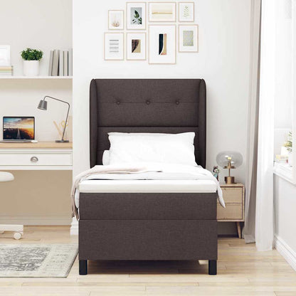 Letto a molle con testiera Marrone scuro 100 x 200 cm Tessuto