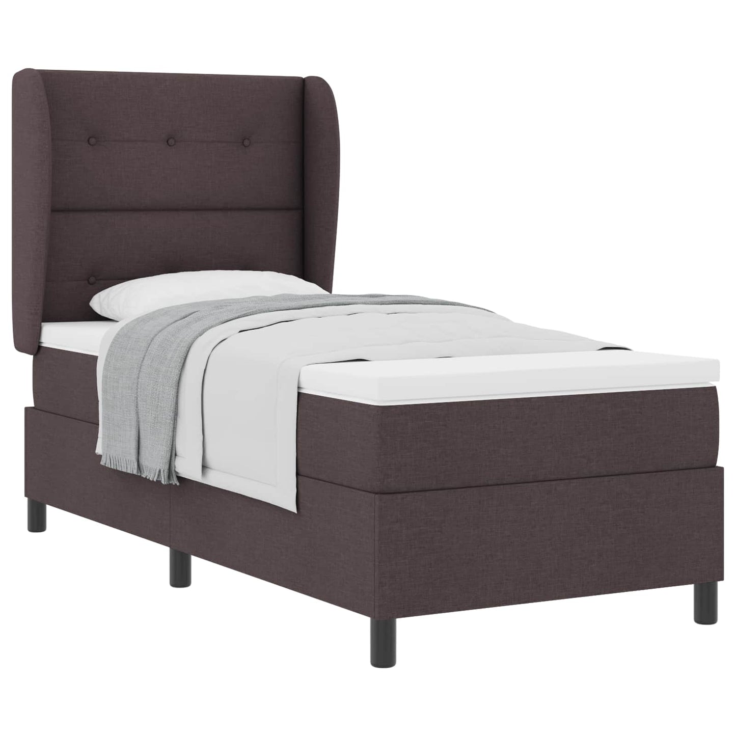 Letto a molle con testiera Marrone scuro 100 x 200 cm Tessuto