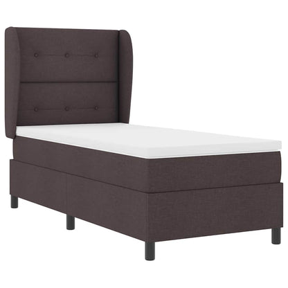 Letto a molle con testiera Marrone scuro 100 x 200 cm Tessuto