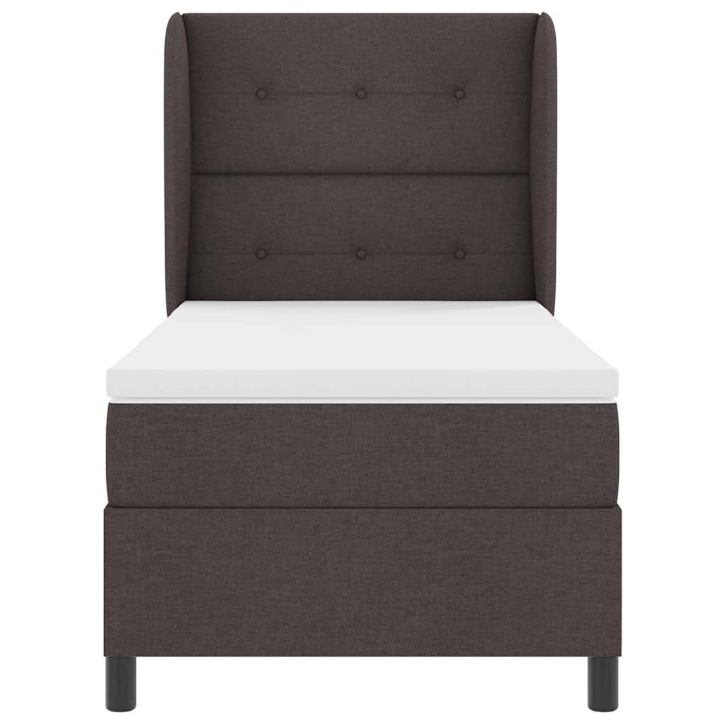 Letto a molle con testiera Marrone scuro 100 x 200 cm Tessuto | homemem39